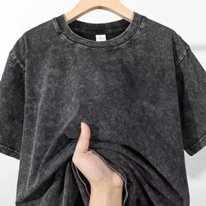 Men's Summer T-shirt 230G Heavy Cotton Vintage Washed T-Shirts Oversized Short Sleeve Loose Streetwear Short Sleeve Tops Tee