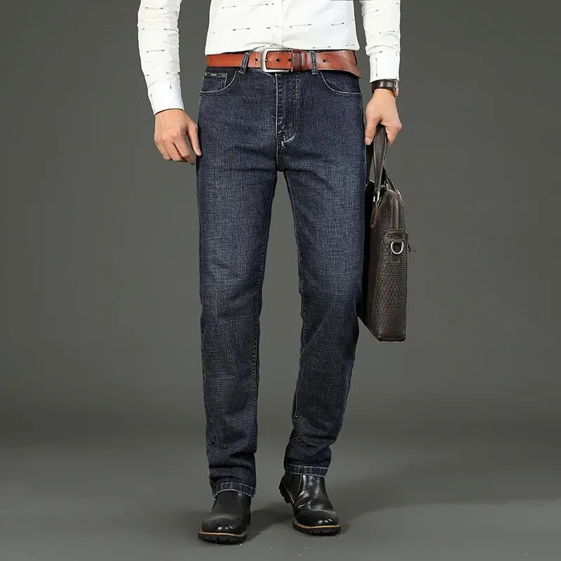 Wthinlee New Business Men's Jeans Casual Straight Stretch Fashion Classic Blue Black Work Denim Pant Trousers Male Clothing - Image 4
