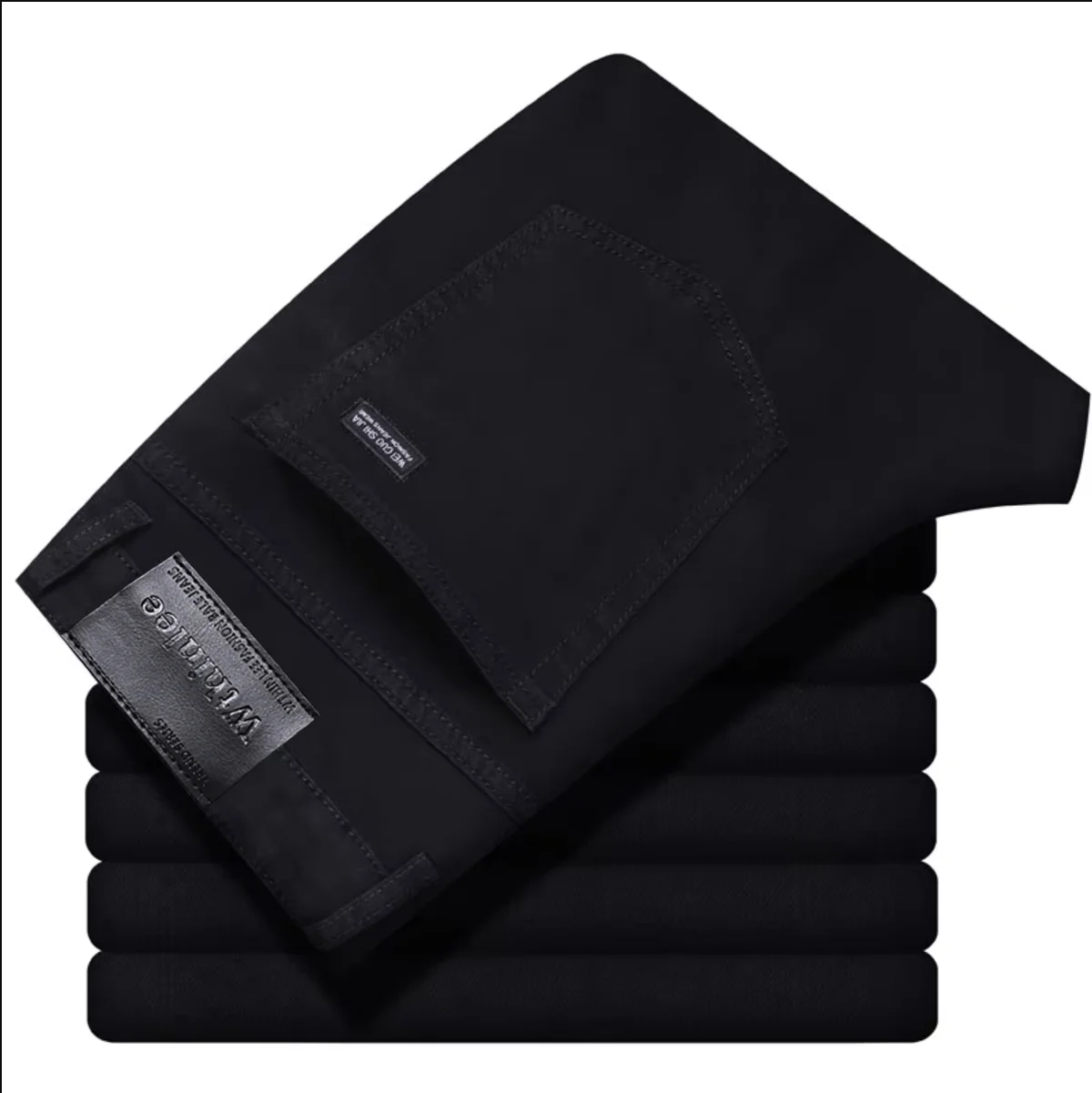 Wthinlee New Business Men's Jeans Casual Straight Stretch Fashion Classic Blue Black Work Denim Pant Trousers Male Clothing - Image 3