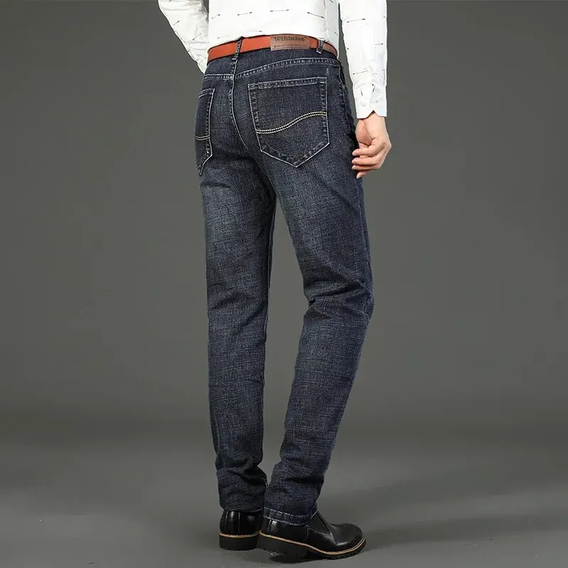 Wthinlee New Business Men's Jeans Casual Straight Stretch Fashion Classic Blue Black Work Denim Pant Trousers Male Clothing - Image 5